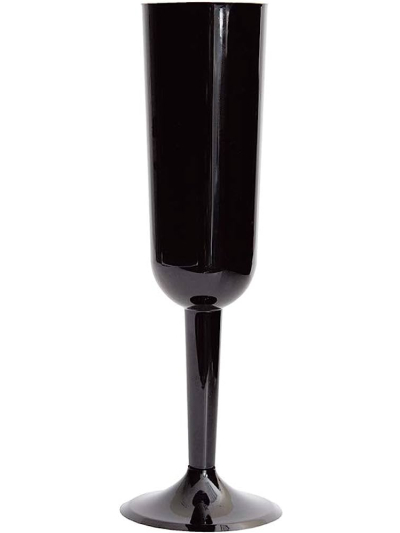 UNIQUE BLACK PLASTIC CHAMPAGNE FLUTES PK4