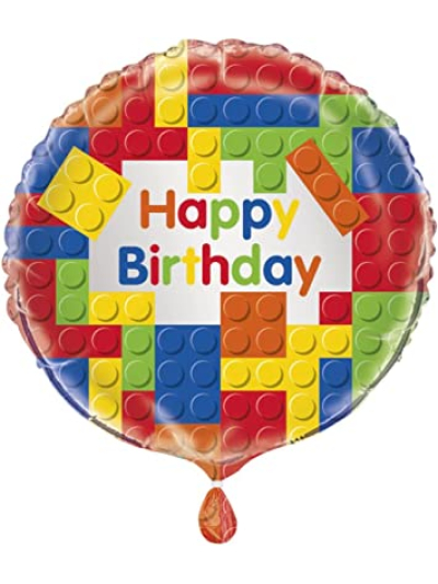 UNIQUE 18" BUILDING BLOCKS HAPPY BIRTHDAY BALLOON