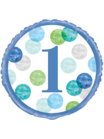 UNIQUE 18" BLUE DOTS NUMBER 1 FOIL BALLOON