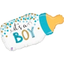 BETALLIC 33" CONFETTI BABY BOY BOTTLE SHAPE BALLOON