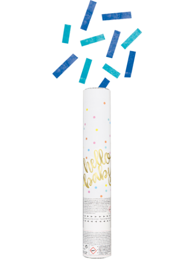 UNIQUE HELLO BABY BLUE CONFETTI CANNON