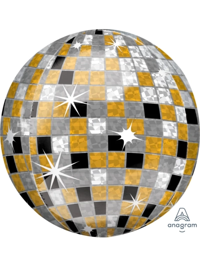 ANAGRAM DISCO BALL GOLD,SILV/ BLACK ORBZ 15"X 16"