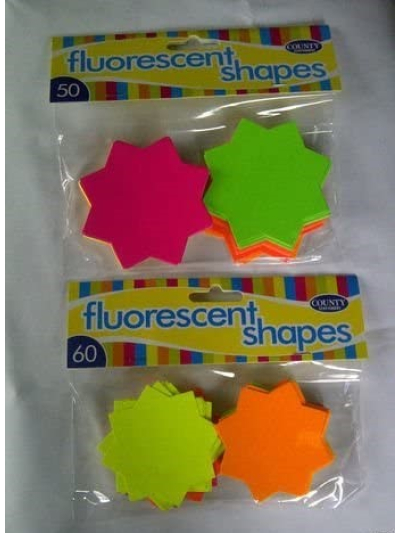 FLUORESCENT NEON STAR SHAPES 60MM PACK OF 60