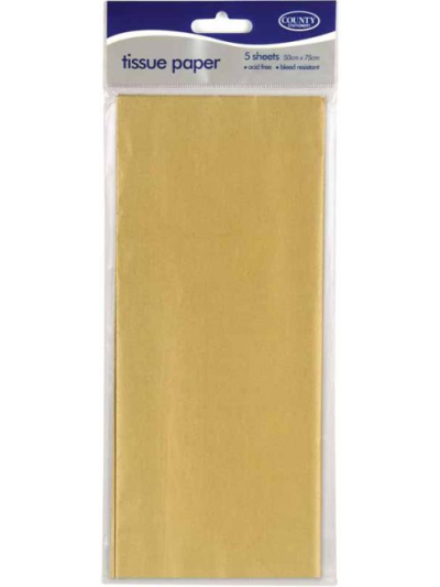 COUNTY METALLIC TISSUE PAPER GOLD 5 SHEETS