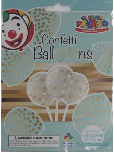 GOLD CONFETTI BALLOONS 6PC