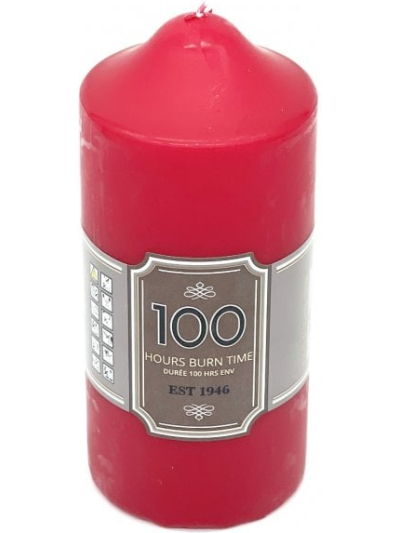 RED CHURCH PILLAR CANDLE 16X7CM 100 HOURS BURN TIME
