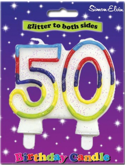 SIMON ELVIN GLITTER NUMBER CANDLE-50