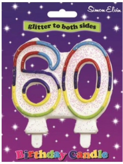 SIMON ELVIN GLITTER NUMBER CANDLE-60