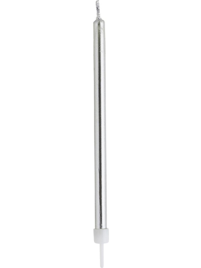 HOOTYBALLOO SILVER SKINNY CANDLES & HOLDERS 12PK