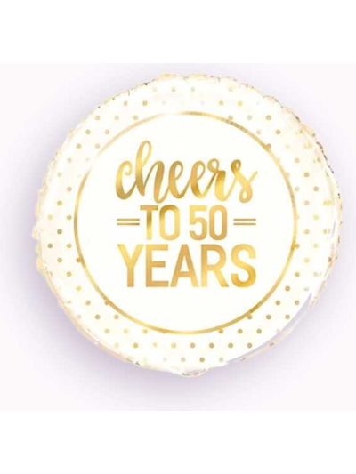 UNIQUE 18" GOLD CHEERS 50 YEARS FOIL BALLOON