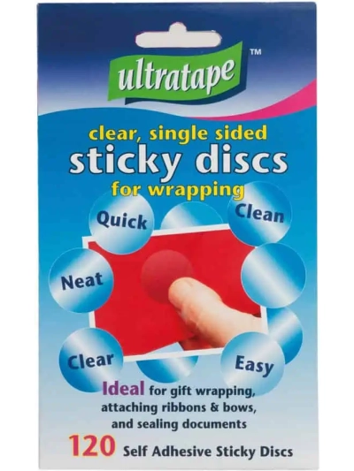 ULTRTAPE 25MM STICKY DISCS CLEAR 120/SLV