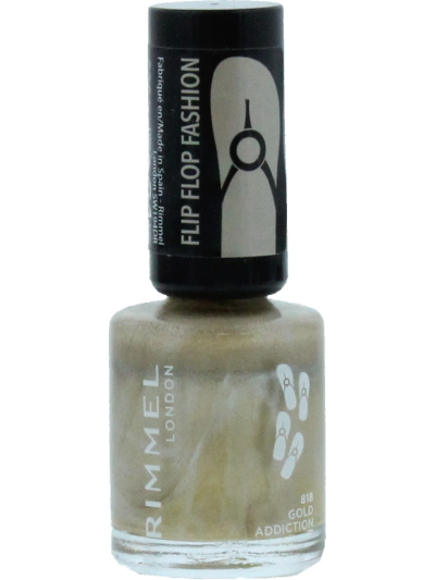 RIMMEL LONDON FLIP FLOP FASHION NAIL POLISH - 818 GOLD ADDICTION