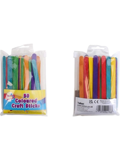 ARTBOX COLOURED CRAFT STICKS PK50