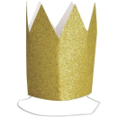 UNIQUE MINI GOLD GLITTER PAPER CROWNS PK4
