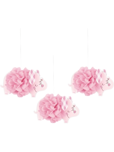 UNIQUE PINK ELEPHANT PUFF BALL HANGING DECORATION