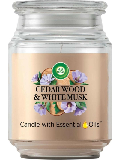 AIR WICK 480G CANDLE CEDAR & WHITE MUSK JAR