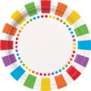 UNIQUE 9" RAINBOW BIRTHDAY PLATES PK8