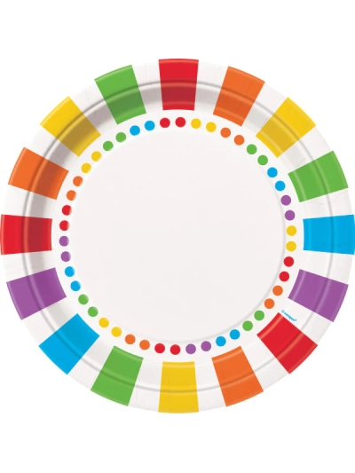 UNIQUE 9" RAINBOW BIRTHDAY PLATES PK8