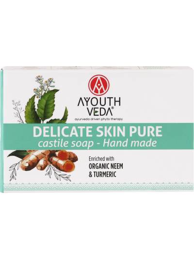 AYOUTHVEDA DELICATE SKIN PURE CASTILE HANDMADE SOAP WITH ORGANIC NEEM & TURMERIC