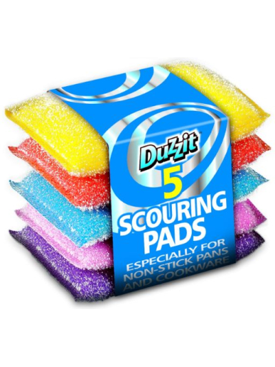 DUZZIT MIXED COLOURS SCOURING PAD 5PK