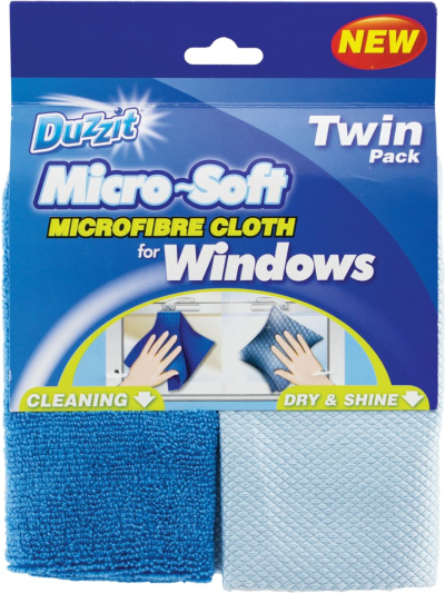 DUZZIT MICRO-SOFT WINDOW CLOTH 2PK