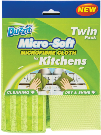 DUZZIT MICRO-SOFT MICROFIBRE CLOTH FOR KITCHENS, PACK OF 2