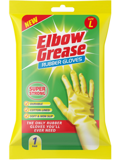 ELBOW GREASE RUBBER GLOVES LARGE, 1 PAIR