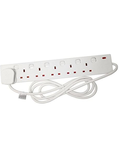 DAEWOO ELECTRICALS 6 WAY 2M EXTENSION LEAD WITH INDIVIDUALLY SWITCHED SOCKTES