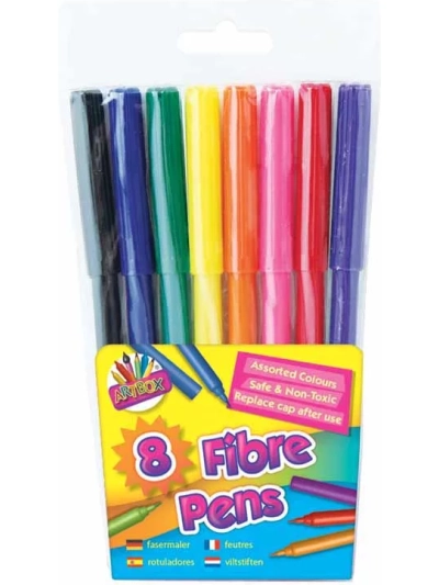 ARTBOX 8 FINE TIP FIBRE COLOURING PENS