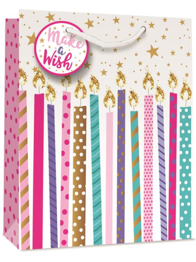 S/ELVIN LARGE GIFT BAGS CANDLES PK6