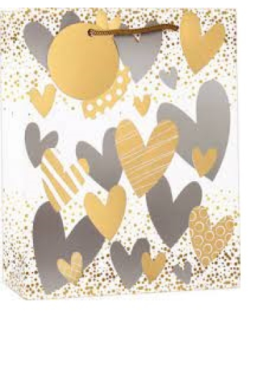 SIMON ELVIN SMALL GIFT BAG "HEARTS" WITH FOIL PACK OF 6
