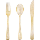 UNIQUE  ASST GOLD GLITTER CUTLERY 18 ASST