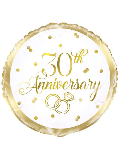 UNIQUE 18" GOLD 30TH ANNIVERSARY FOIL BALLOON