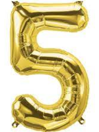 UNIQUE 34" CLASSIC  GOLD FOIL BALLOON NUMBER 5
