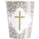 UNIQUE GOLD CROSS 9OZ CUPS PK8
