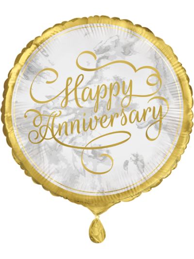 UNIQUE 18" GOLD HAPPY ANNIVERSARY FOIL BALLOON