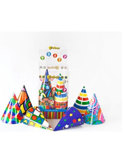 GLOBOS 60 PARTY HATS IN DISPLAY