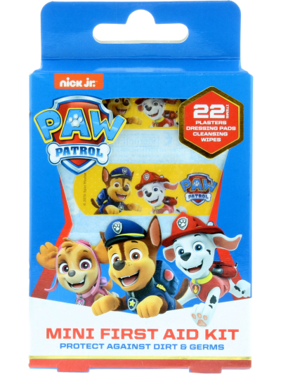PAW PATROL MINI FIRST AID KIT: PLASTERS(LATEX FREE),CLEANSING WIPE(SALINE SOLUTION)