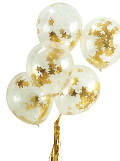 GOLD 12 CONFETTI BALLOONS 5PK