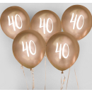 HOOTYBALLOO GOLD 12" BALLOON AGE 40 5PK