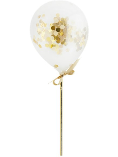 GOLD MINI CONFETTI BALLOONS WANDS 5PK
