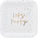 GOLD LETS PARTY 9" PAPER PLATES PK8