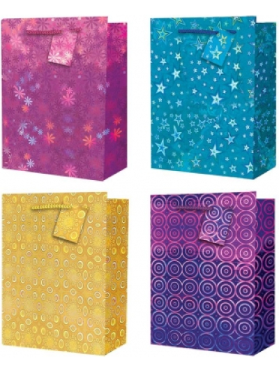 HOLOGRAPHIC GIFT BAGS LARGE PK12