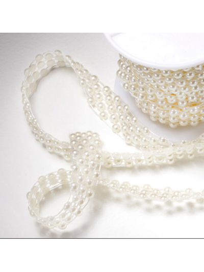 IVORY 5 ROWS RIBBON PEARLS BAND 12MMX5M