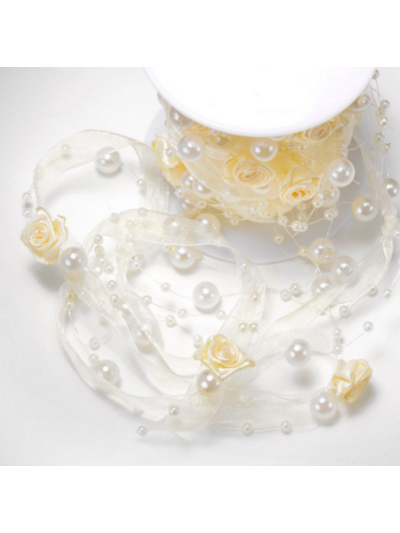 IVORY PEARLS AND ROSES ON REEL 14MMX5M
