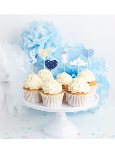 CARD BLUE CAKE PICKS 6 ASST