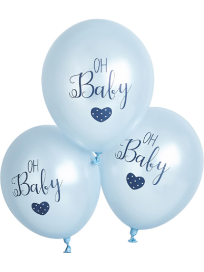 BABY PRINTED BLUE BALLOONS PK6