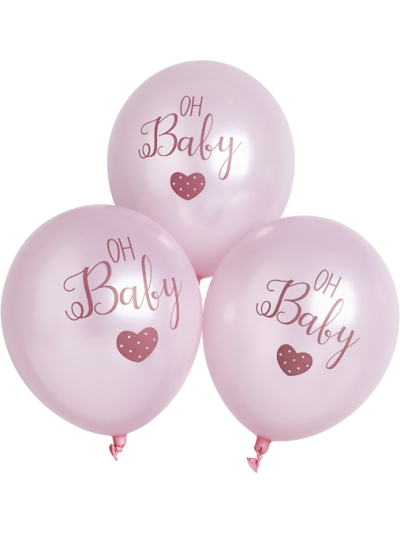 BABY PRINTED PINK BALLOONS PK6