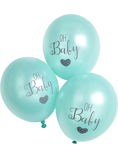 BABY PRINTED UNISEX MINT BALLOONS PK6