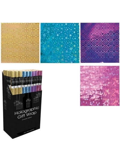 HOLOGRAPHIC ROLL WRAP 2M: MIX 4(ASSORTED) AND BOX OF 50